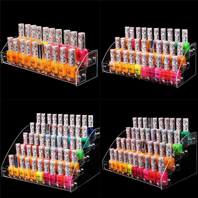 

Empty Multi-layer optional Rack Acrylic Clear Nail Polish Cosmetic Varnish Display Stand Holder Manicure Tool Organizer Storage