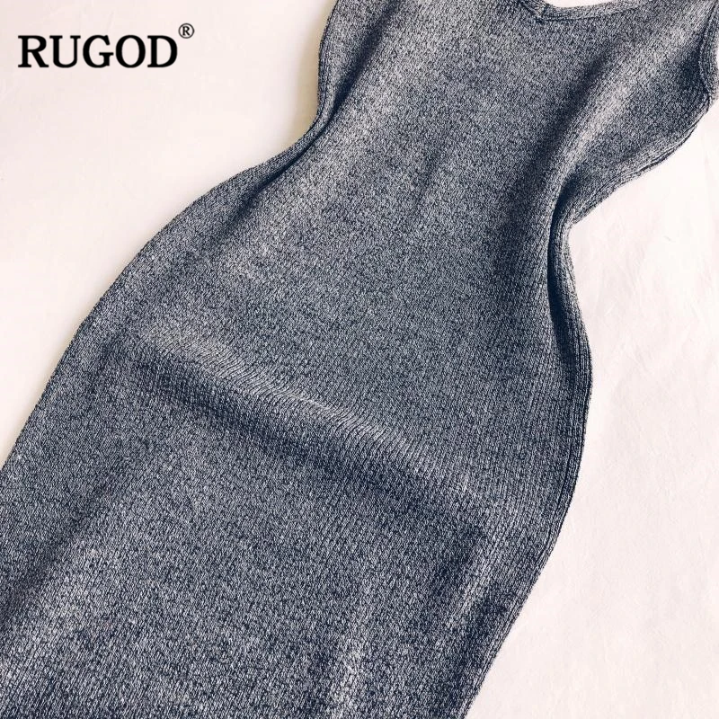 Женское облегающее платье RUGOD однотонное миди без рукавов с v образным вырезом