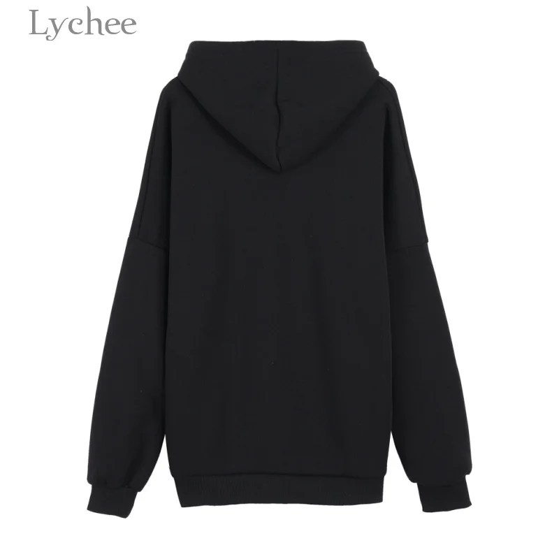 Женский свитшот Lychee с капюшоном в стиле Харадзюку повседневные Свободные