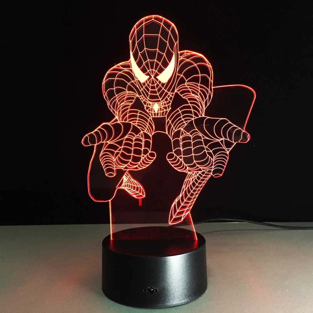 Новая 3D детская Ночная лампа Marvel мстители супергерой Железный человек паук Капитан Америка Халк Человек светодиодный ночник для детская игрушка подарок