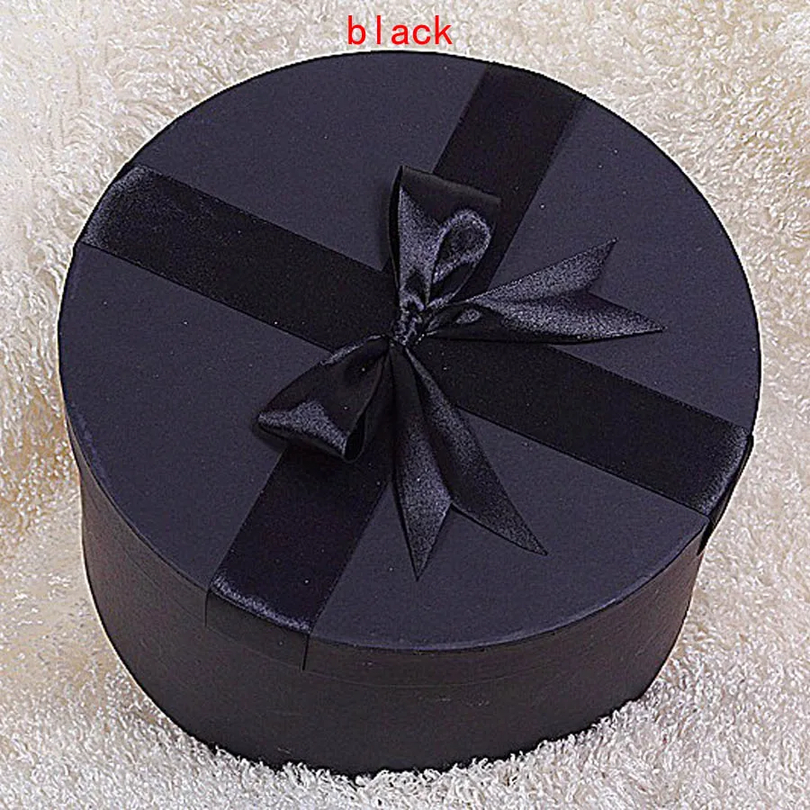 black 45x20 см Подарочная бумажная коробка с цветами, однотонная круглая картонная коробка, День Святого Валентина, Свадебная вечеринка, украшение для дома, подарок - Цвет: black