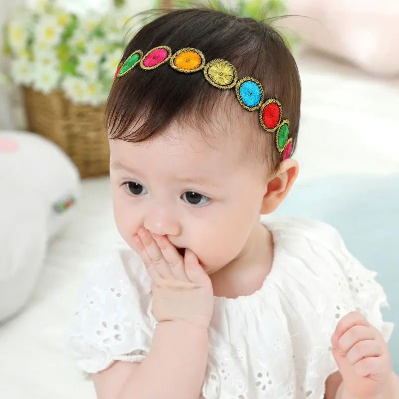 Diademas de Arcoiris para ni&ntilde;a, accesorios para el cabello de corona floral colorido, flores, rosas hechas a mano, adorables, corona floral para beb&eacute;, HB413S-2