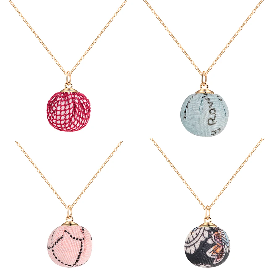 CHENGXUN Women Fashion Necklace Colorful Print Cloth Ball Pendant Choker Metal Chain for Girls Party Decoration | Украшения и