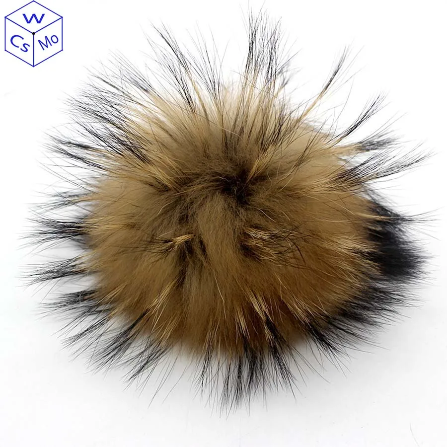10pcs/lot  15 cm Natural Color  Real Raccoon Fur Pompoms For Bags Knitted Beanie Cap Hats  Genuine fur Pompon pom