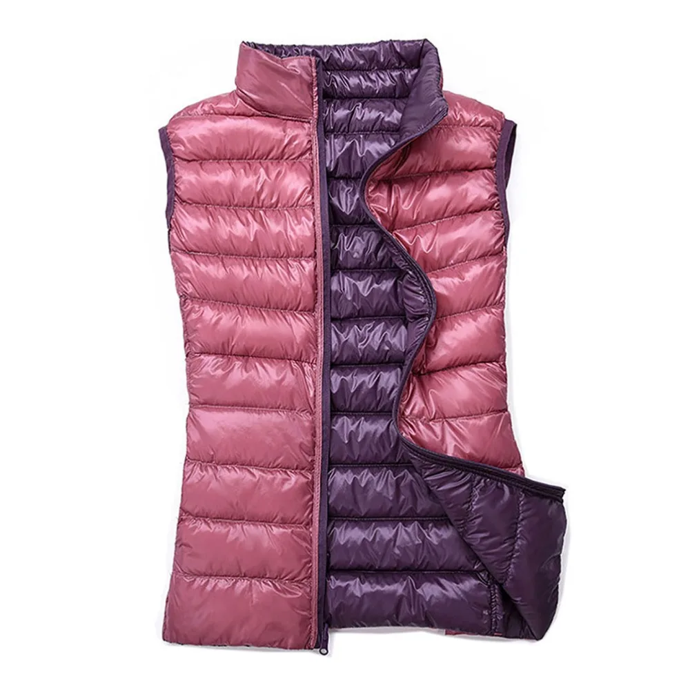 Женский ультра легкий жилет на утином пуху осенне зимний с круглым воротником