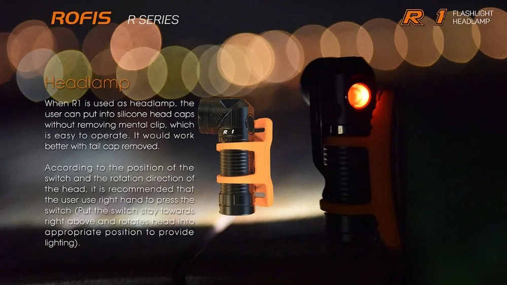 Rofis R1 CREE XM-L2 U2 светодиодный фонарик с регулируемой головкой 900 люмен