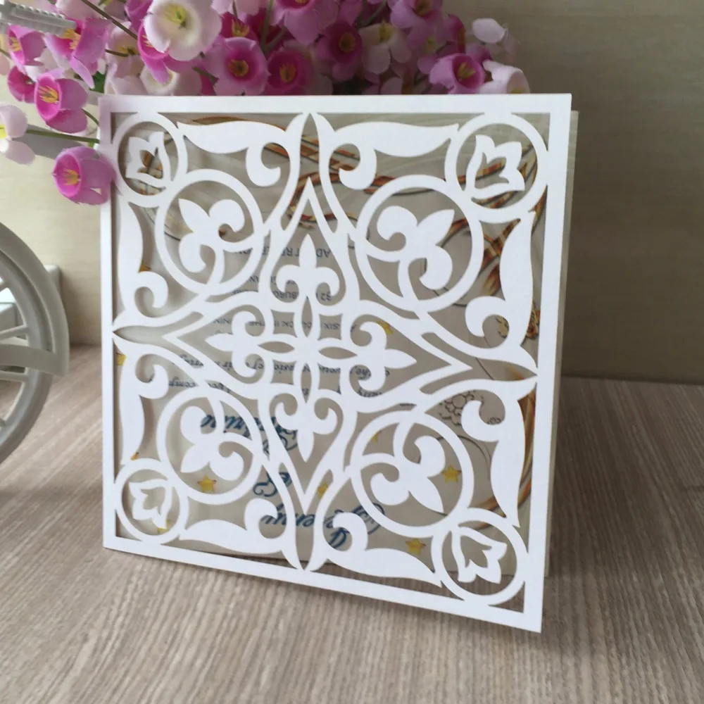 Открытки на день рождения жемчужная бумага 250 г/см ручной лазерный разрез