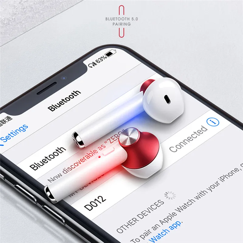 Беспроводные Bluetooth наушники D012 TWS 5 0 с сенсорным управлением для IPhone Xiaomi телефонов