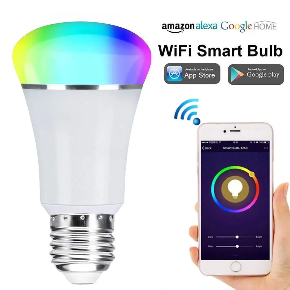 Подсветка умного Wi-Fi лампы Разноцветный свет E27 Remote App Управление затемнения свет восхода работать с Amazon Alexa Google дома