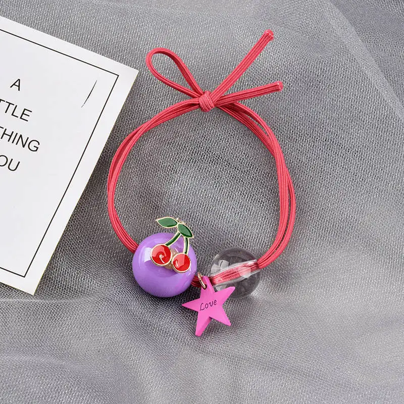2020 New Korea Girls Candy Color Cartoon Fruit Scrunchies Ball Star Hair Ties Ponytail Holder Children Accessories | Аксессуары для