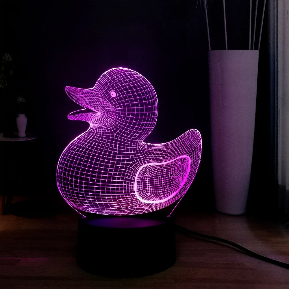 Милые 3D Животные Милая утка 7 цветов новые украшения настольная лампа Детские