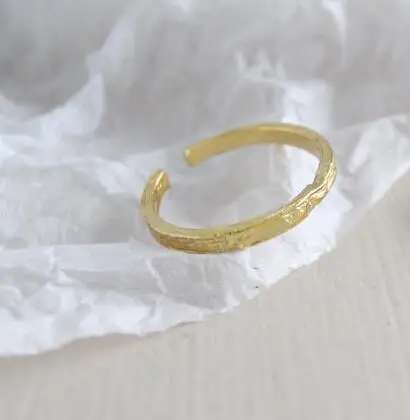 gold SHANICE 925 пробы Серебряное Открытое кольцо для женщин INS золото и серебро Цвет Золотая фольга вогнутая-выпуклая Неровная поверхность - Цвет основного камня: gold