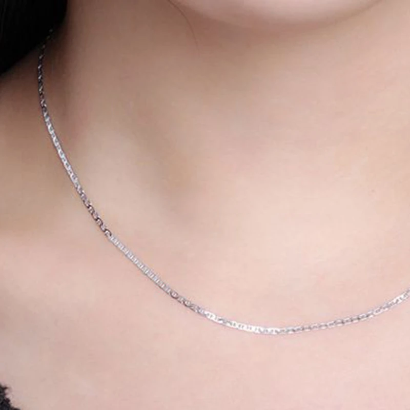 Цепочка из серебра 925 пробы для мужчин и женщин короткая цепь до ключиц с плоским