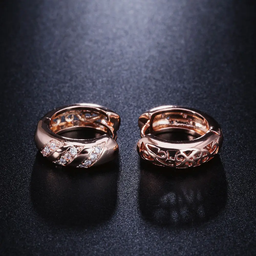 Двойные модные серьги кольца для женщин с кубическим цирконием и кристаллами