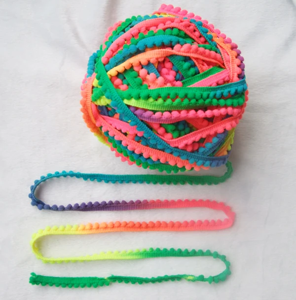 Милый Радужный мини шар с помпоном из полиэстера 5 ярдов аксессуары для швов 0