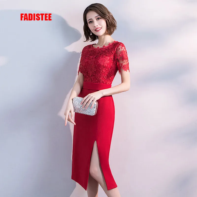 FADISTEE горячая Распродажа Коктейльные Вечерние платья Короткие Vestido de Festa мини платье с аппликацией кружевные вечерние платья для выпускного вечера - Цвет: wine red