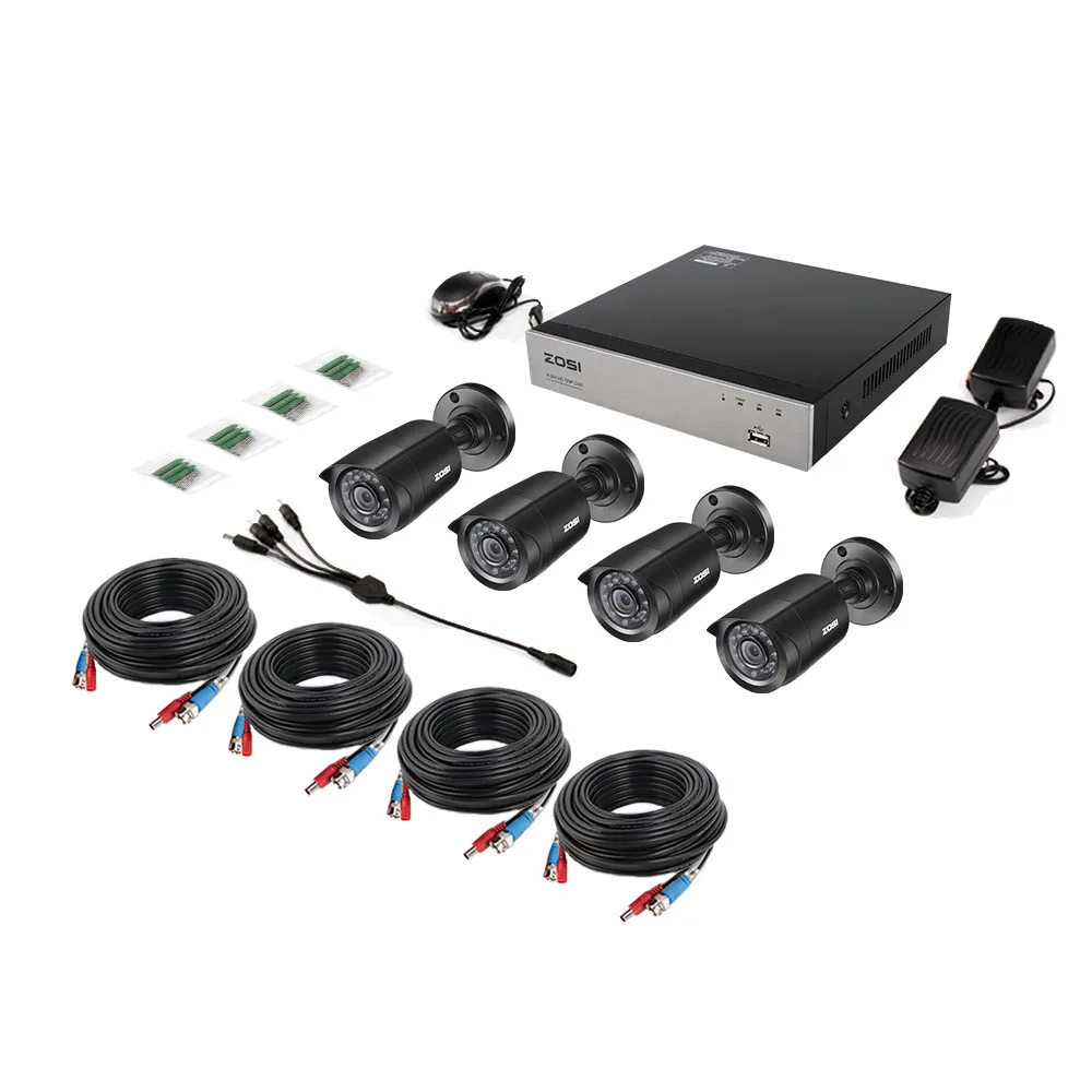 ZOSI 8CH 720P CCTV система 4в1 1080N DVR 720P Водонепроницаемая ИК наружная CCTV камера безопасности домашний комплект видеонаблюдения