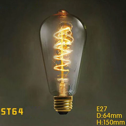 ST164Winding Ретро Edison led светильник лампочка E27 220 В 40 Вт ST64 T10 T45 T300 G95 нити Винтаж ампулы лампа накаливания Эдисона лампа подвесной светильник s - Цвет корпуса: ST164Winding