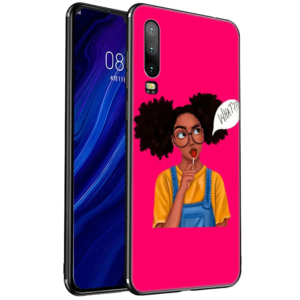 IYICAO Girls Black Women Art Soft Silicone Case for Huawei P Smart P30 P20 P10 Lite Pro Phone |