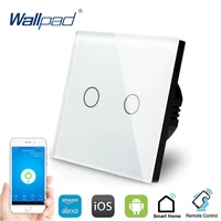 2 gang 1 way wifi control touch switch wallpad wall switch crystal glass panel smart home alexa google home ios android