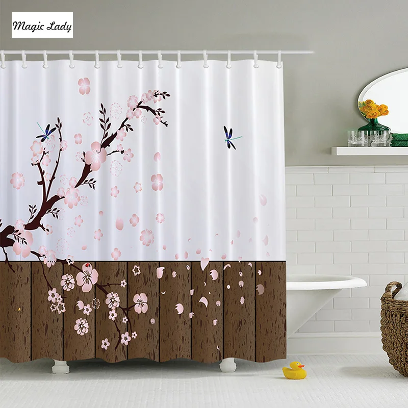 Фотоштора для ванной &quotЛепестки сакуры&quot|shower curtain set|spring shower curtaincurtains curtains |