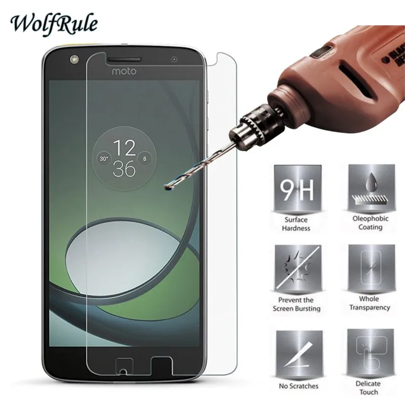 2 шт. Защитное стекло для экрана Moto Z Play закаленное Motorola пленка телефона WolfRule|screen