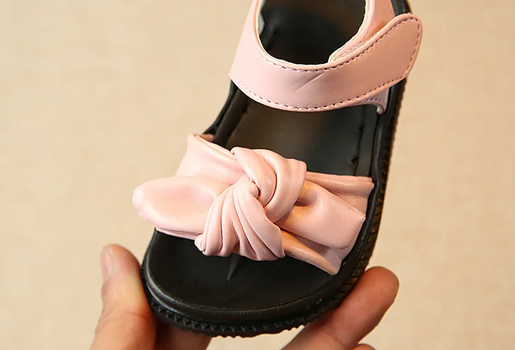 Детская пляжная обувь с бантом для девочек мягкие Нескользящие Детские сандалии