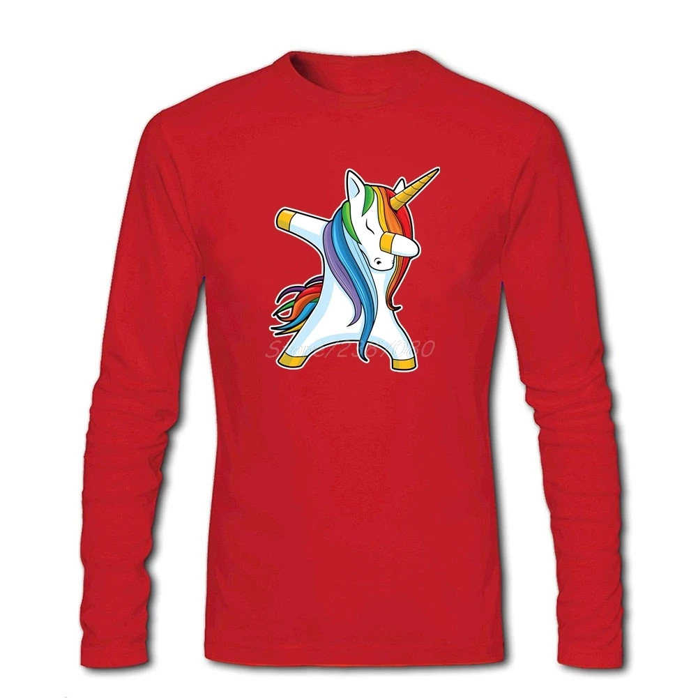 Единорог вытирая Dab танцевальная футболка с длинным рукавом Мужская одежда