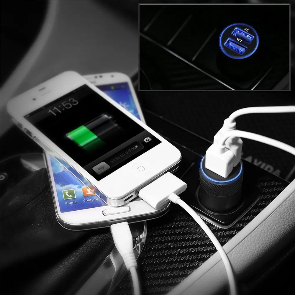 JKing Dual USB Автомобильное Зарядное устройство для iPhone X 8 7 Plus Универсальный