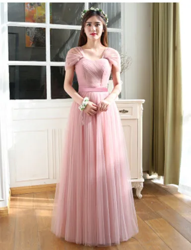 Vestido de festa Новое светло-зеленое платье подружки невесты длинное Сексуальное Милое элегантное Тюлевое вечернее платье для выпускного вечера свадебные вечерние платья - Цвет: dusty pink c