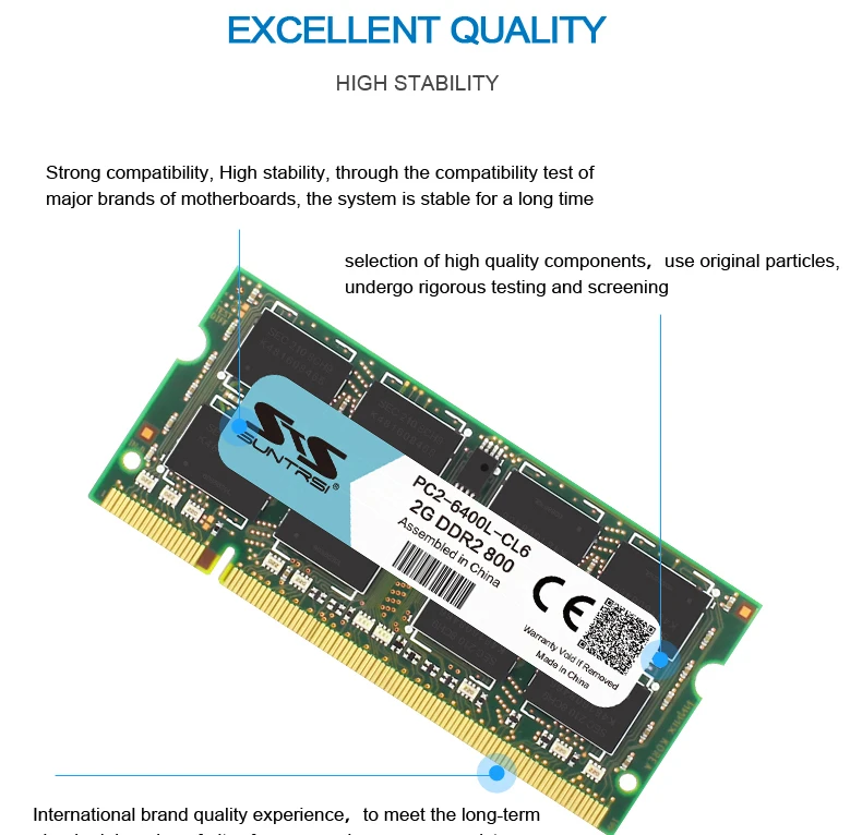 Suntrsi ноутбук память DDR2 2g 800MHz 667MHz Ram для ноутбука 200pin 1,8 V