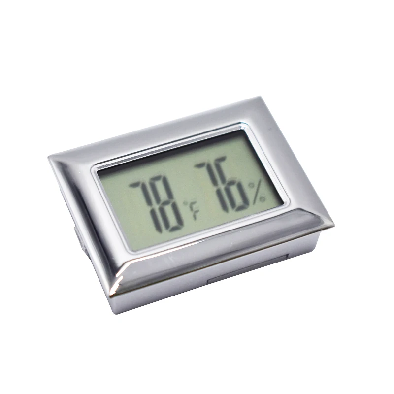 

Silver Color Square Shape Accurate Cigar Hygrometer Temperature Humidity Adjustable Humidometer Electronic Digital Hygrometer