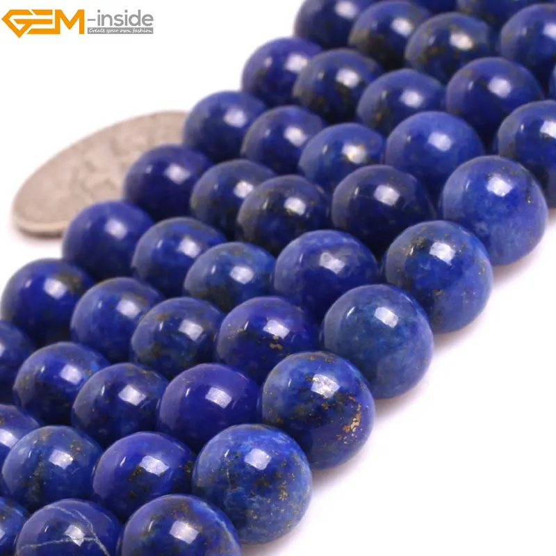 Бисер из натурального гладкого синего Lapis Lazuli бисер для изготовления ювелирных