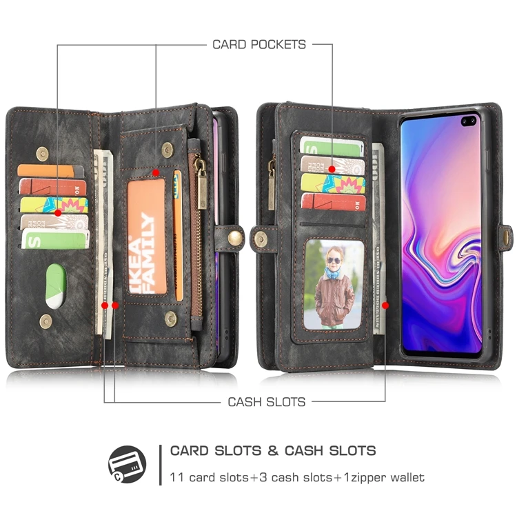 Чехол для samsung Galaxy S7 S8 S9 S10 плюс A20 A30 A40 A50 A70 Note9 бумажник чехол 2 в 1 съемный чехол из натуральной кожи с магнитной застежкой Чехол