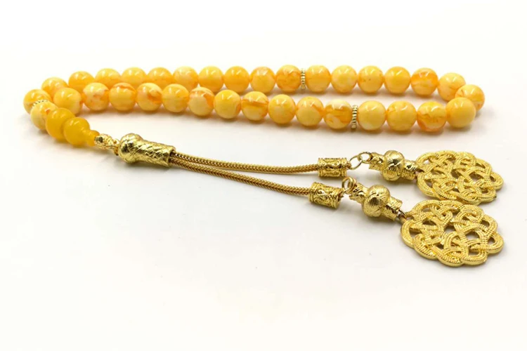 Мусульманские четки амберы цвет 33 66 99 Бусы Tasbih подарок Рамадан Золотой Металл кисточкой мужские брезенты Misbaha исламские браслеты