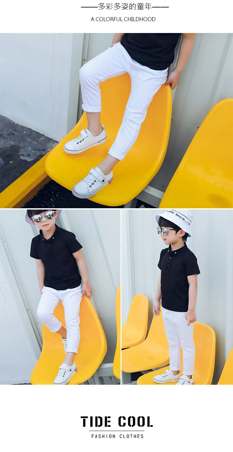 Boy's and Girl white trousers new children's black casual pants boy slim feet red green black 2-10 years old