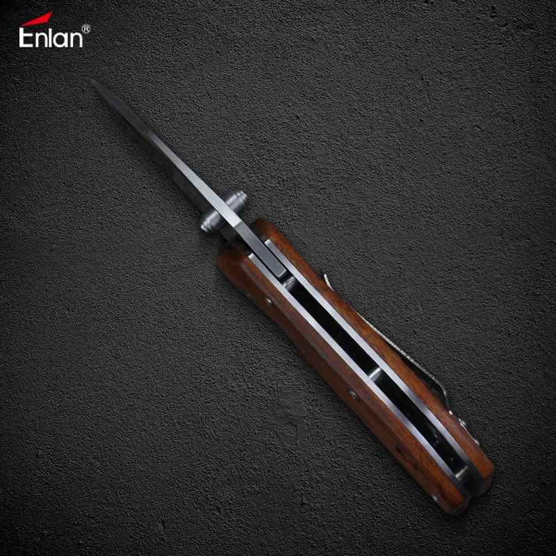 Маленький карманный складной нож ENLAN 8Cr13Mov деревянная ручка походный Охотничий