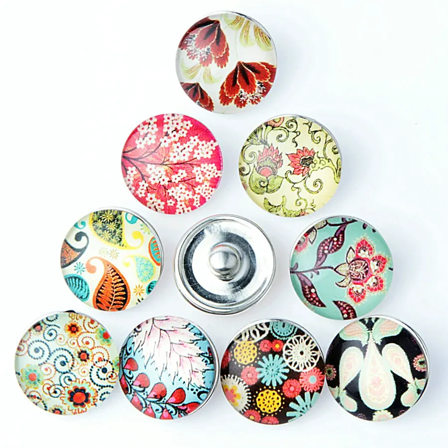 10 шт./лот новые винтажные цветочные ювелирные застежки пуговицы 12 мм Стеклянные