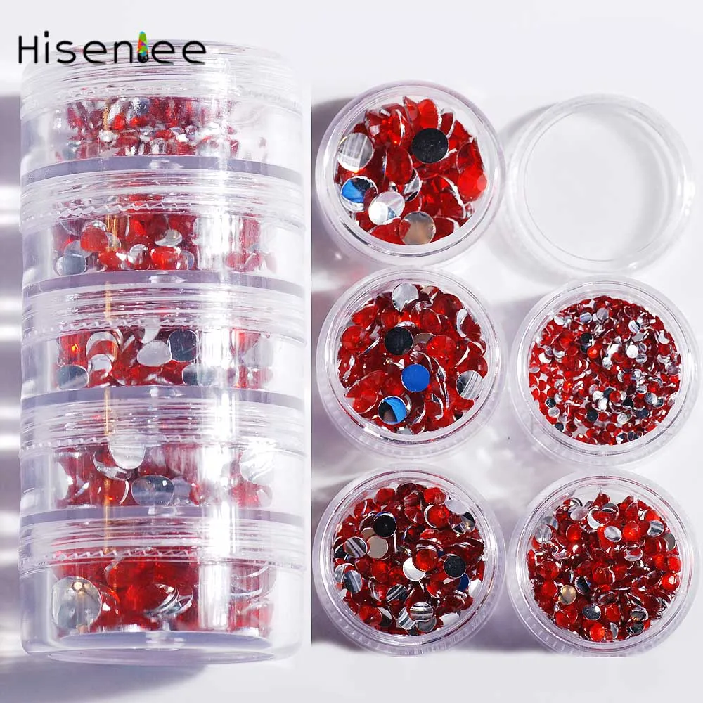 red zircon color Супер очаровательные стразы из смолы с плоской задней поверхностью для ногтей 2-6 мм, 3D не горячая фиксация, модный макияж, маникюрные аксессуары, камень 1000 шт/бутылка - Цвет: red zircon color