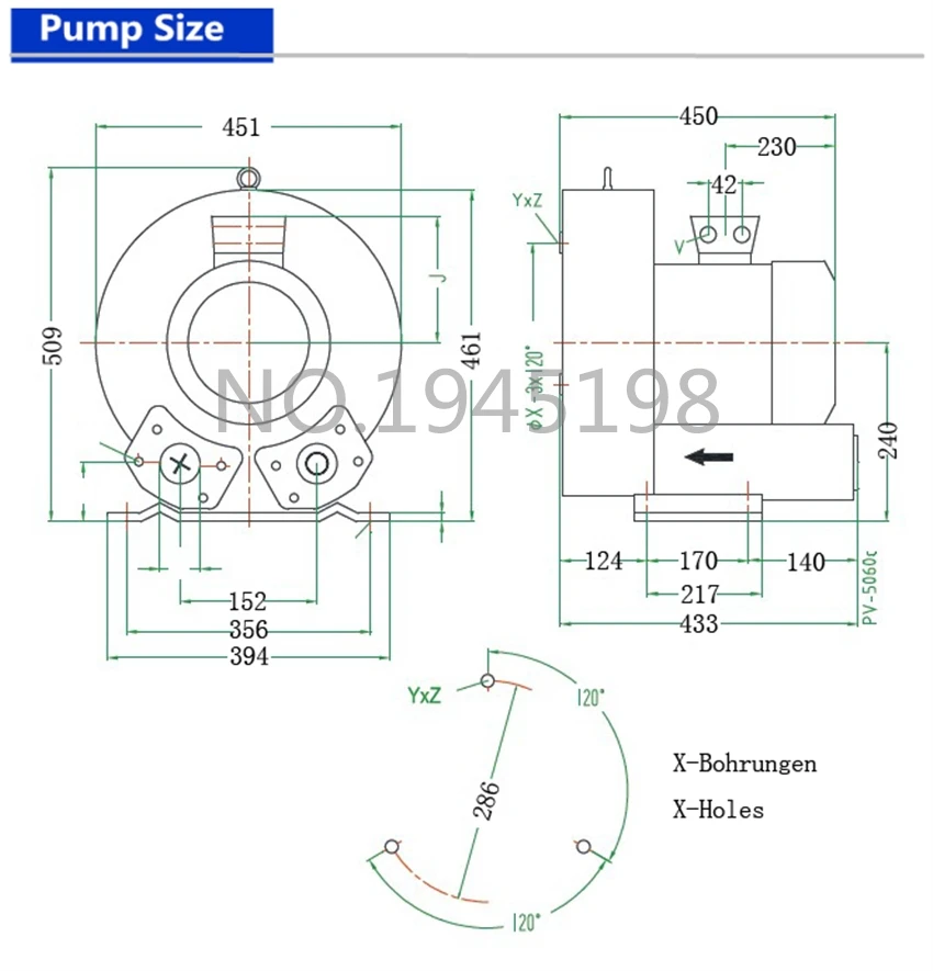 2RB840-7AH27 7.5kw/8.6kw боковой канальный вакуумный насос/кольцевой вентилятор/воздуходувка