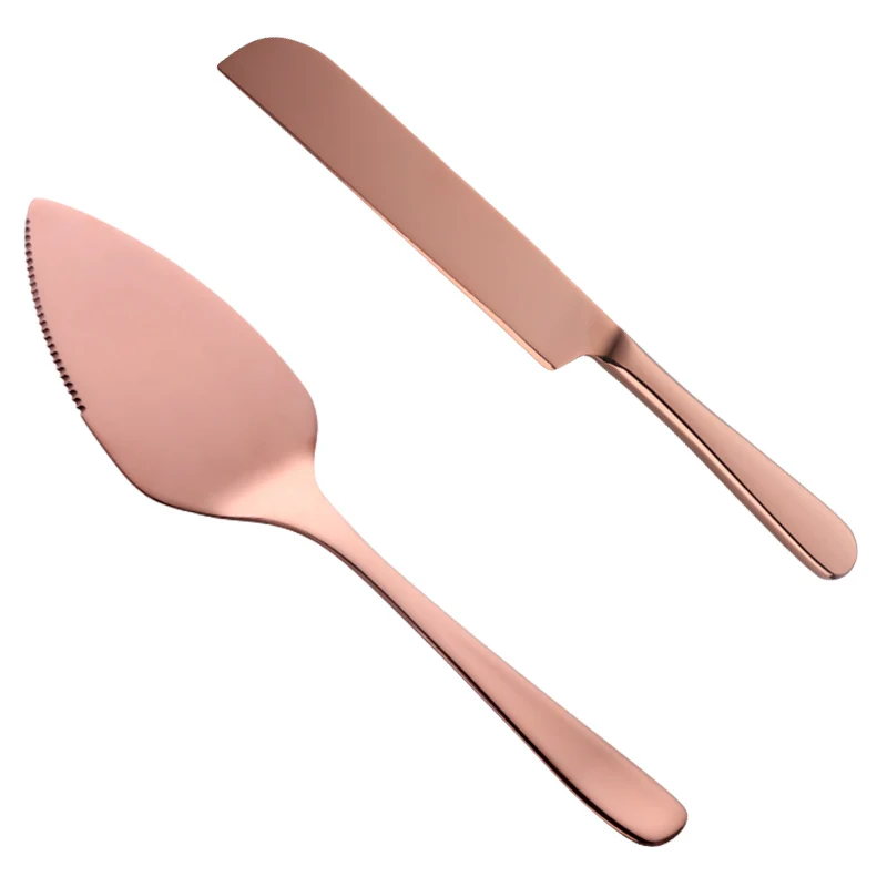 rose gold 2 шт нержавеющая сталь торт Лопата резак набор сыра пицца пирог кондитерские изделия лопатки с сервера Золотой хлеб нож инструмент для выпечки и готовки - Цвет: rose gold