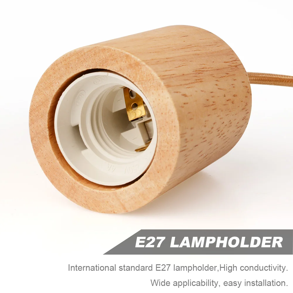 Деревянная потолочная лампа простого дизайна E27 одноголовая творческая светильник переменного тока 90-260В для спальни, гостиной, кабинета, ресторана, студии.