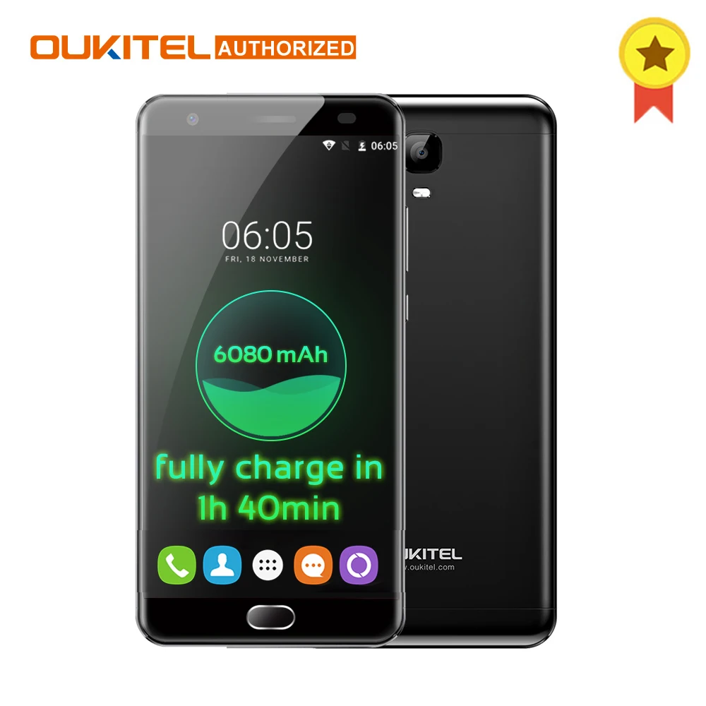 Восстановленный мобильный телефон OUKITEL K6000 Plus Android 7 0 4G 5 ''FHD MTK6750T Восьмиядерный