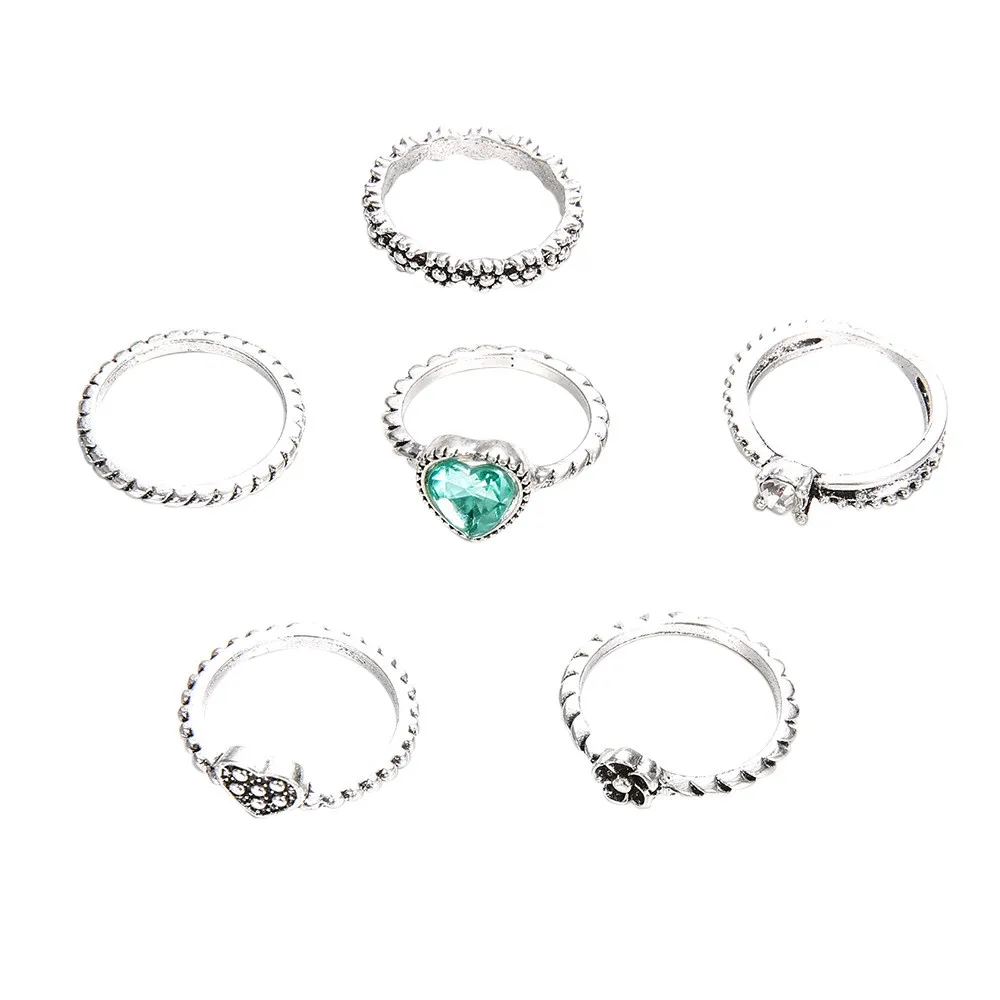 Женский набор колец в форме звезды сердца из 6 богемном стиле винтажное ювелирное