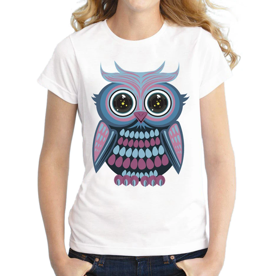 Оптовая продажа летних патриотических футболок с изображением совы красочная