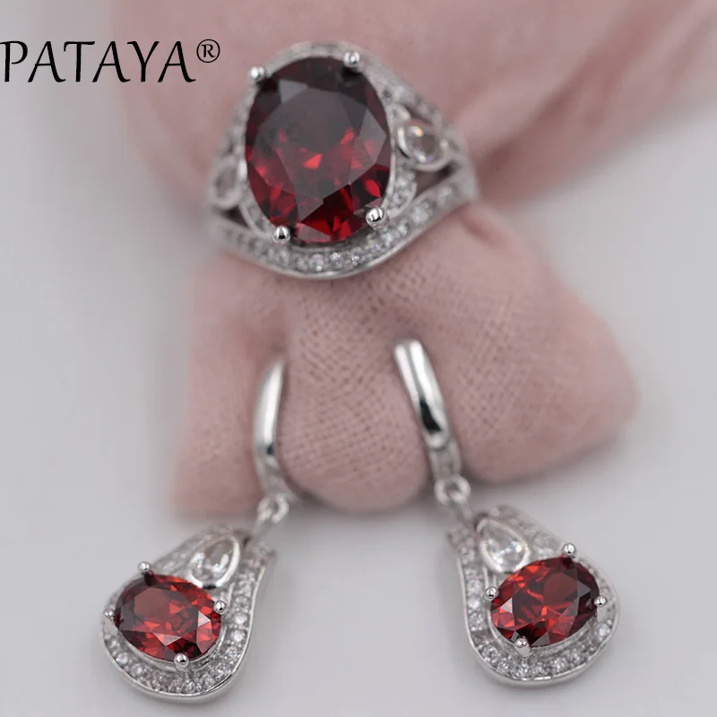 Женские серьги кольца PATAYA разноцветные овальные из натурального циркония
