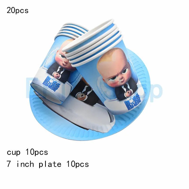Boss baby на 1-й День Рождения Декоративные столовые принадлежности кружки, тарелки, салфетки 32 дюйма большие воздушные гелиевые шары с цифрами для душа - Цвет: 20pcs A Set