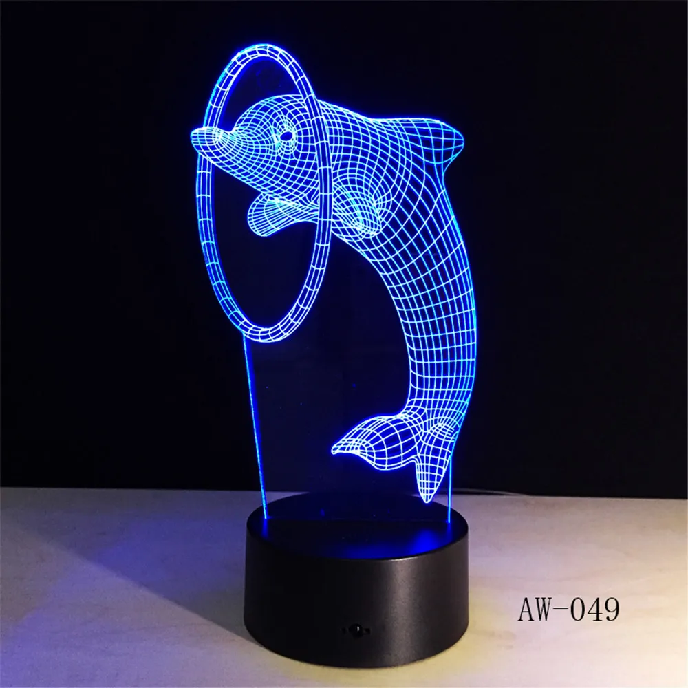 Kawaii Dolphin Play Ball 3D лампа Мультфильм USB ночник Mutilcolors светодиодный RGBw осветительная лампа Luminaria подарок игрушка для малыша AW-049