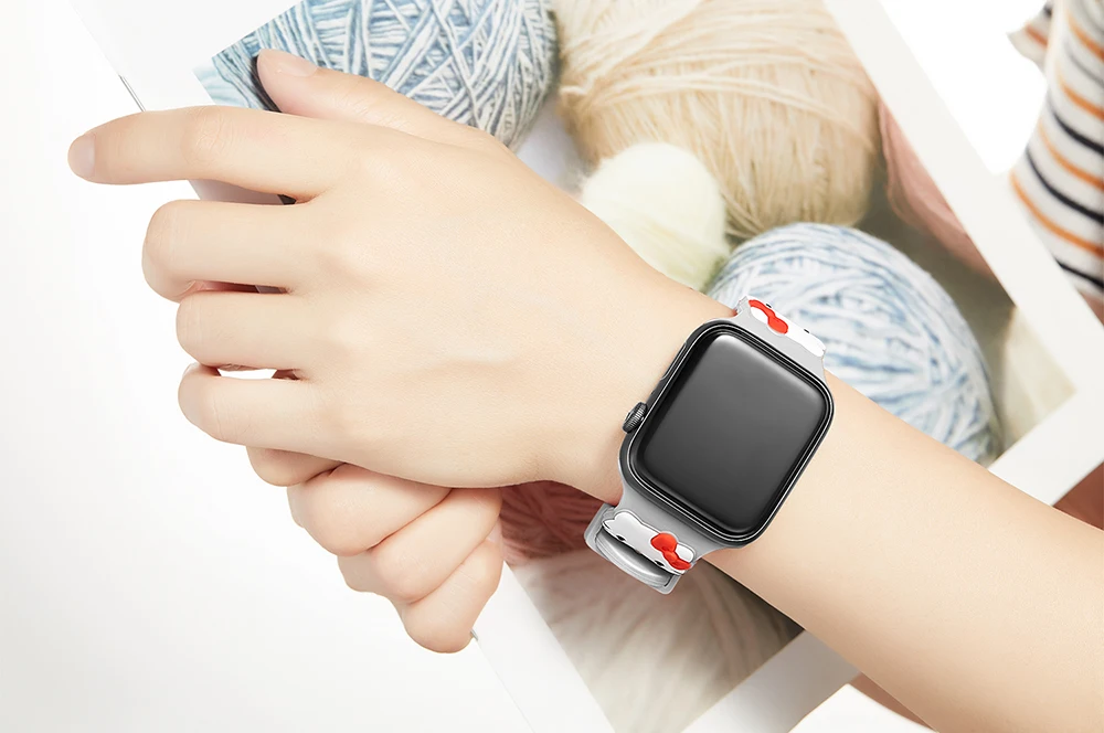 UEBN силиконовый спортивный ремешок для apple watch серии 4 3 2 1 ремешок с Kity для iWatch 42 мм 38 мм 40 мм 44 мм Ремешки для наручных часов