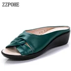 Тапки ZZPOHE женские из натуральной кожи, удобные сандалии на плоской подошве, мягкие модные босоножки, летняя обувь, размера плюс
